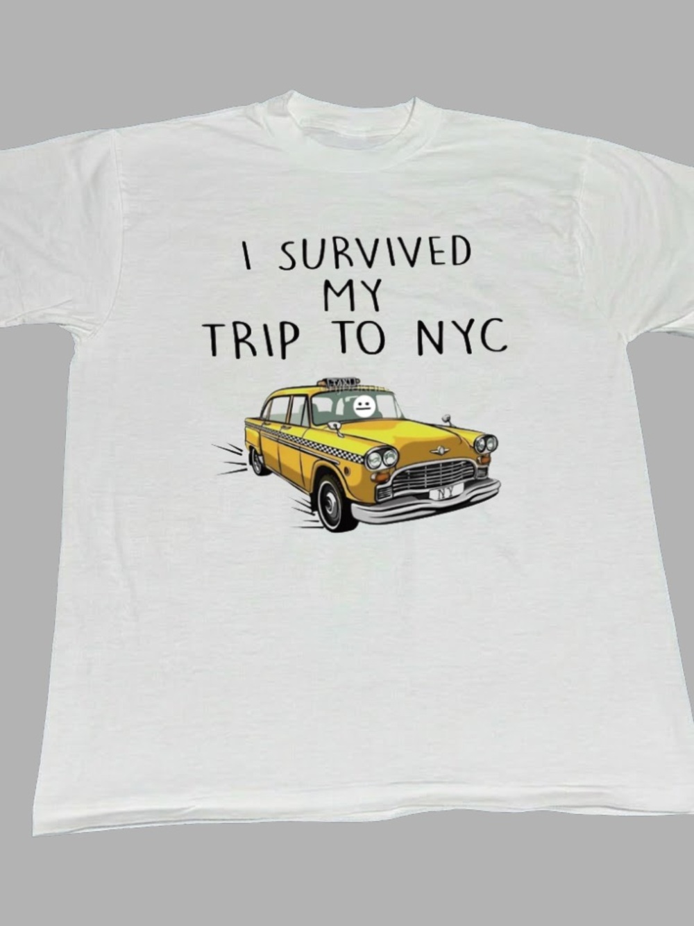 Gildan White Tee with Yellow NYC Taxi Graphic